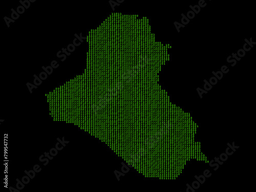 A sketching style of the map Iraq. An abstract image for a geographical design template. Image isolated on black background.