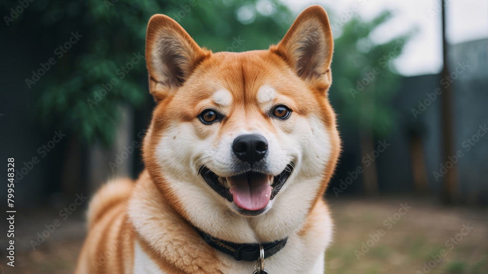 Beautiful portrait of a smiling Shiba Inu Beautiful portrait of a smiling Shiba Inu