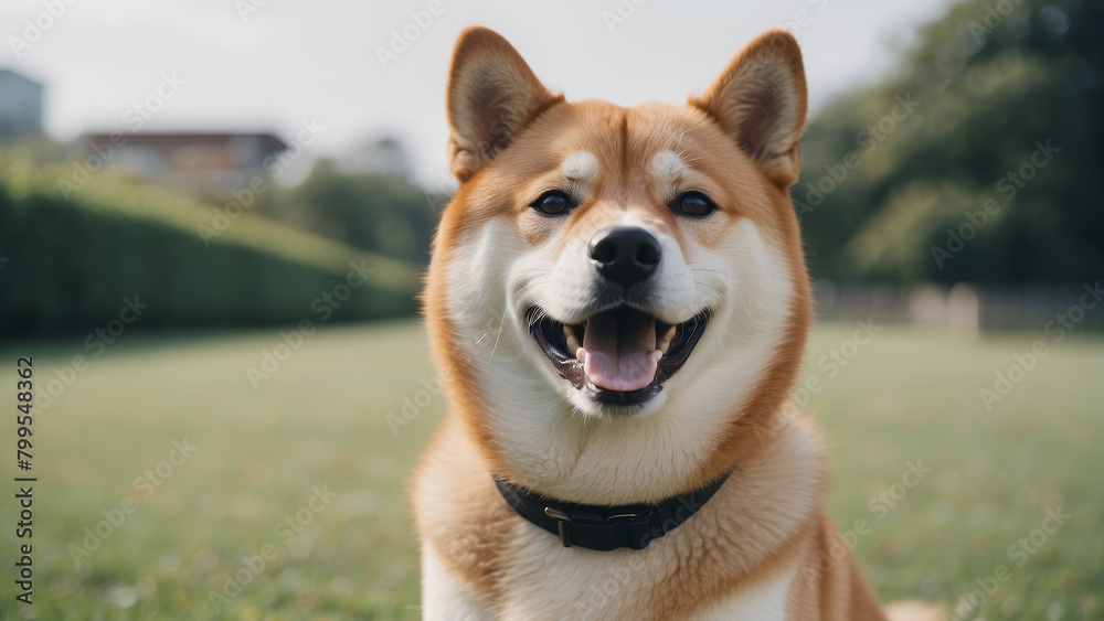 Beautiful portrait of a smiling Shiba Inu Beautiful portrait of a smiling Shiba Inu