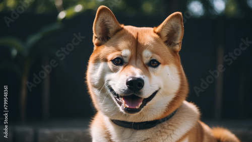 Beautiful portrait of a smiling Shiba Inu