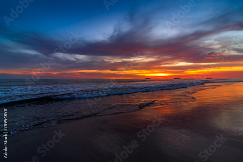Beautiful sunset over sandy beach with dramatic sky © Johnster Designs