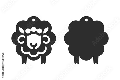 Funny two layered design for earring, pendant or keychain with sheep shape. Jewelry silhouette laser cut template. Cnc cutting with metal, wood or leather. Vector illustration file
