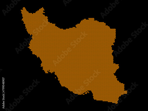 A sketching style of the map Iran. An abstract image for a geographical design template. Image isolated on black background.