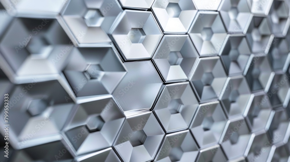 Geometric Elegance: A captivating close-up of a hexagonal pattern of metal, a symphony of precision and allure. Geometric Elegance: A captivating close-up of a hexagonal pattern of metal, a symphony of precision and allure.