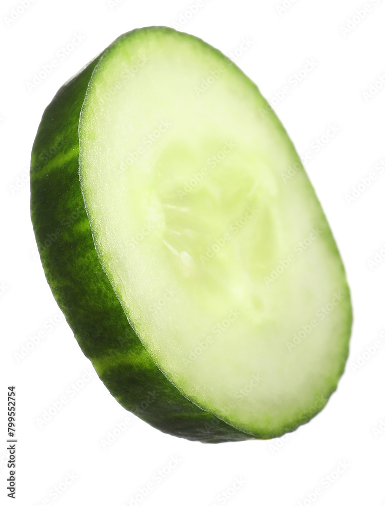 Slice of fresh cucumber isolated on white Slice of fresh cucumber isolated on white