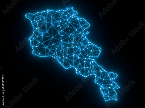 A sketching style of the map Armenia. An abstract image for a geographical design template. Image isolated on black background.