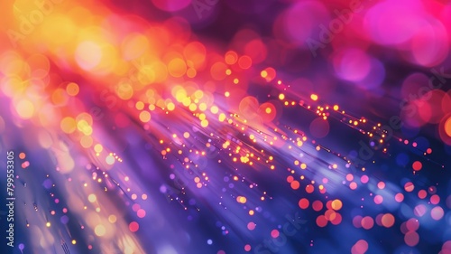 Abstract vibrant background with multicolored bokeh lights and light streaks