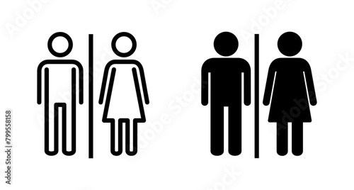 Toilet icon vector isolated on white background. Toilet sign. Man and woman restroom sign vector. Male and female icon