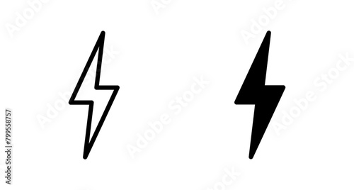 Lightning icon vector isolated on white background. Bolt icon vector. Energy and thunder electric icon