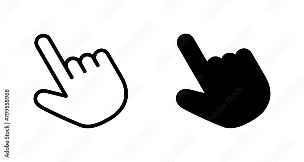 Hand cursor icon vector isolated on white background. Hand click icon. Finger pointer vector Hand cursor icon vector isolated on white background. Hand click icon. Finger pointer vector
