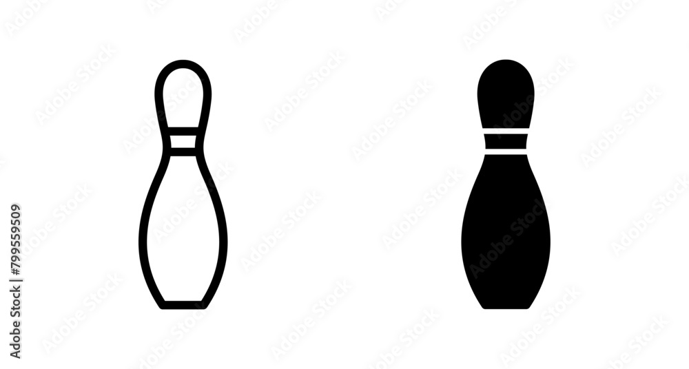 Bowling game Pin Icon vector isolated on white background. Bowling icon, ball and pin Bowling game Pin Icon vector isolated on white background. Bowling icon, ball and pin