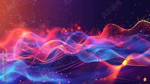 Harmonious Currents: A Colorful Wave with Captivating Orange and Blue Swirls, Ebbing and Flowing in Synchrony photo