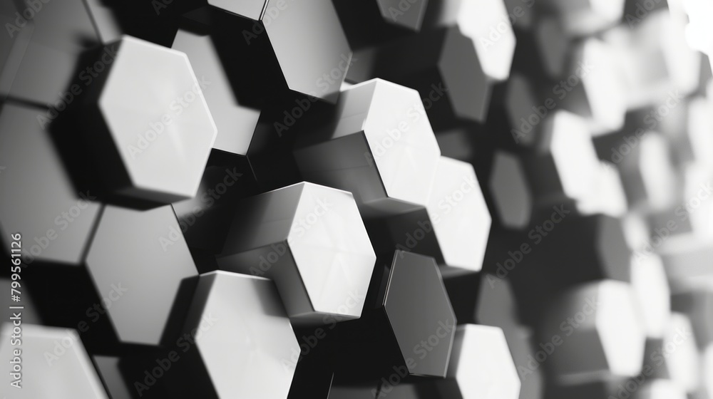 Hexagonal Symmetry: A Captivating Black and White Image Showcasing a Pattern of Hexagons Hexagonal Symmetry: A Captivating Black and White Image Showcasing a Pattern of Hexagons