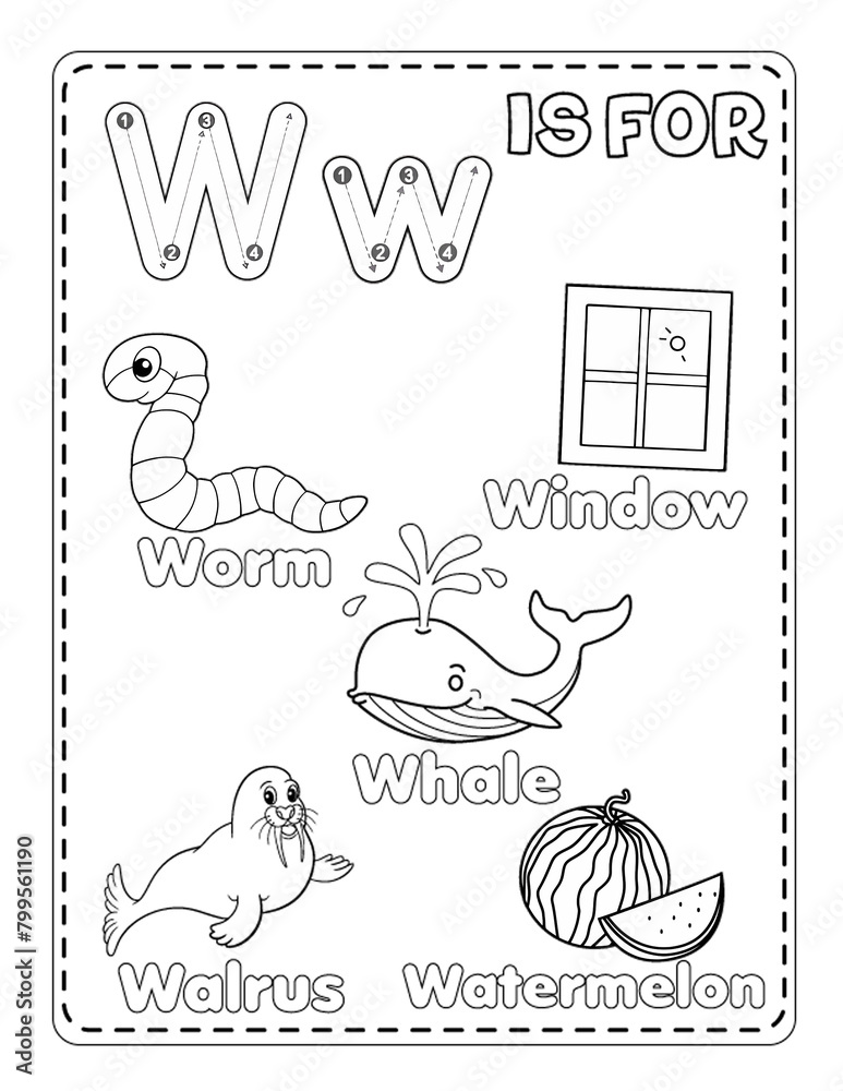 Alphabet W Coloring Pages,ABC Alphabet Coloring Pages for Kids ...