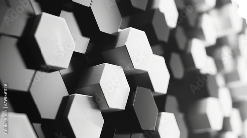 Hexagonal Symmetry: A Captivating Black and White Image Showcasing a Pattern of Hexagons