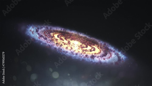 An 3D animation of the Andromeda Galaxy, a barred spiral galaxy, the nearest major galaxy to the Milky Way photo