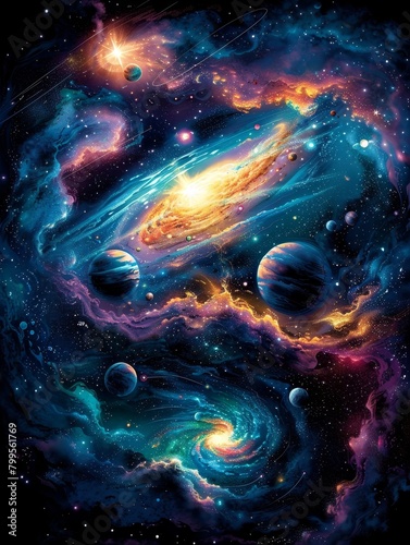 Cosmic Tapestry of Stars, Planets, Nebulas