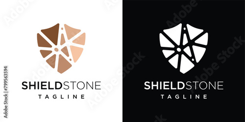shield stone logo vector icon. shield shaped stone logo vector icon illustration