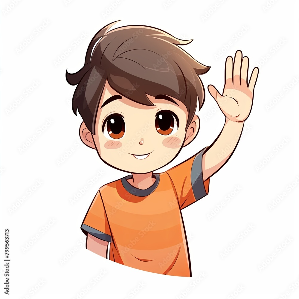 flat illustration of cute pleasant boy, friendly character, white background flat illustration of cute pleasant boy, friendly character, white background