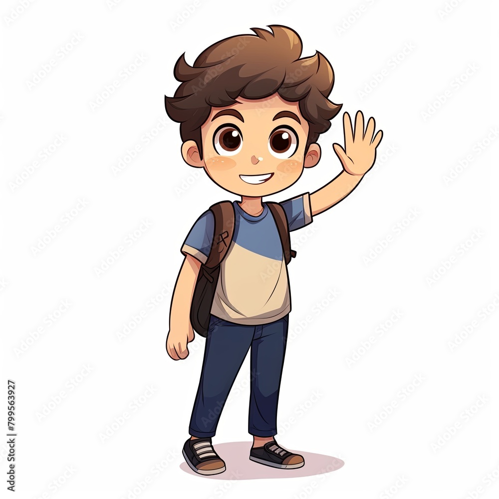 flat illustration of cute pleasant boy, friendly character, white background flat illustration of cute pleasant boy, friendly character, white background
