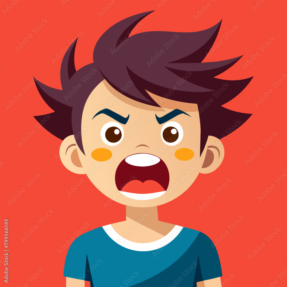 Angry Boy Scream Vector Design