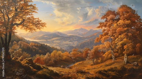 Mountain landscape with river and trees