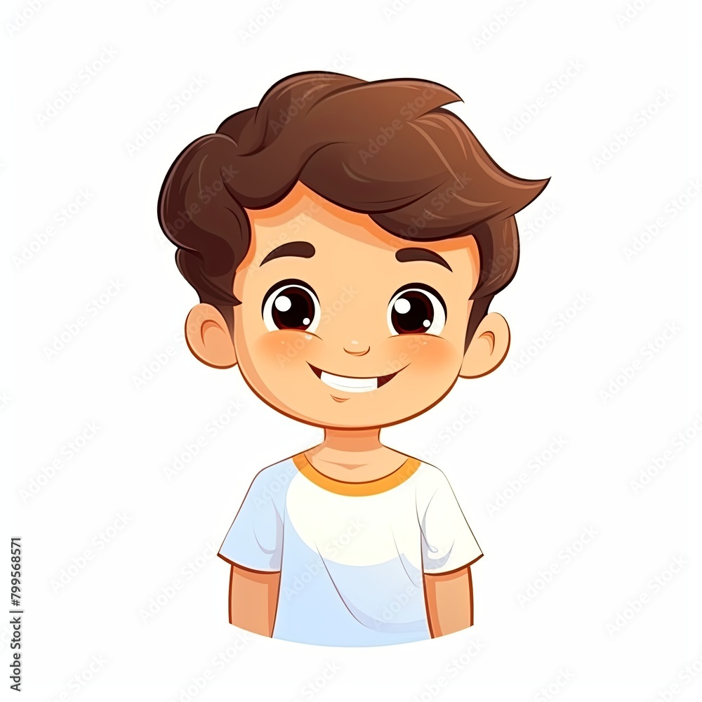 flat illustration of cute pleasant boy, friendly character, white background flat illustration of cute pleasant boy, friendly character, white background
