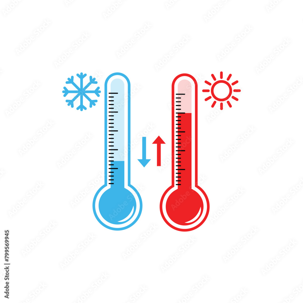Thermometer icon or temperature symbol. Hot and cold weather Thermometer icon or temperature symbol. Hot and cold weather