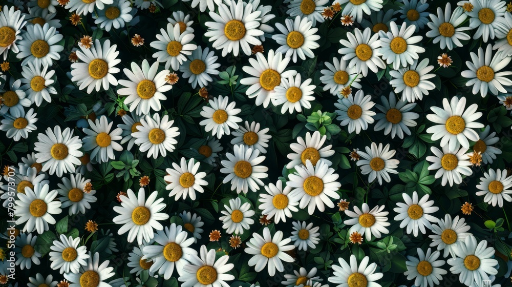 White chamomile flower pattern seamless wallpaper background White chamomile flower pattern seamless wallpaper background