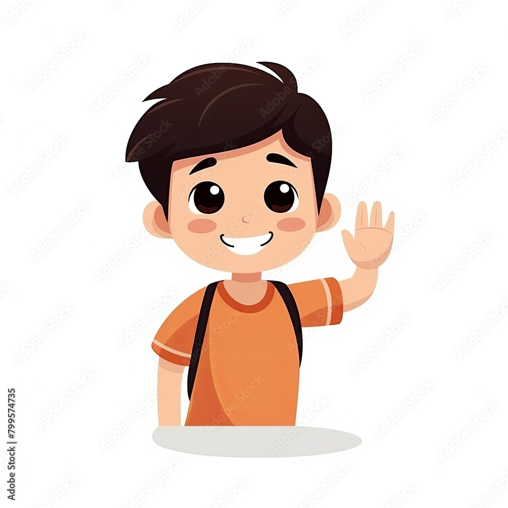 flat illustration of cute pleasant boy, friendly character, white background - flat illustration of cute pleasant boy, friendly character, white background -