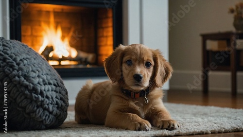 labrador retriever puppy sitting on a sofa