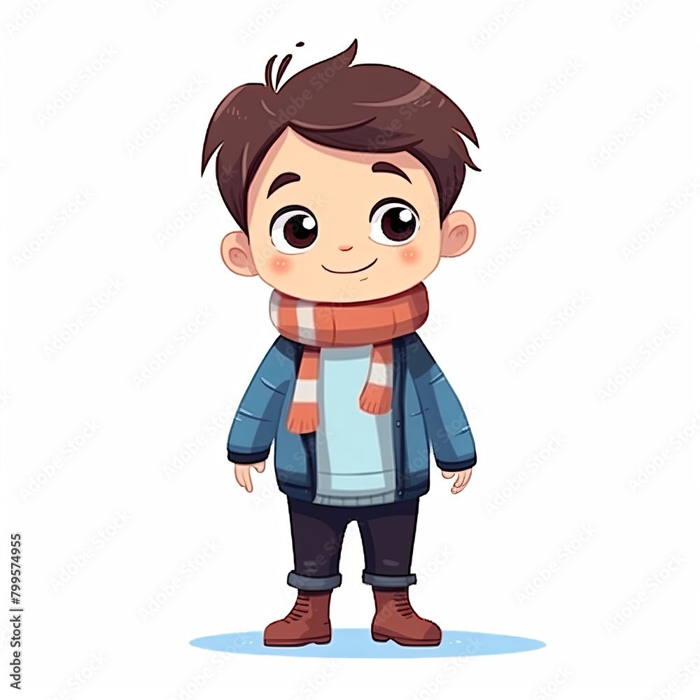 flat illustration of cute pleasant boy, friendly character, white background - flat illustration of cute pleasant boy, friendly character, white background -