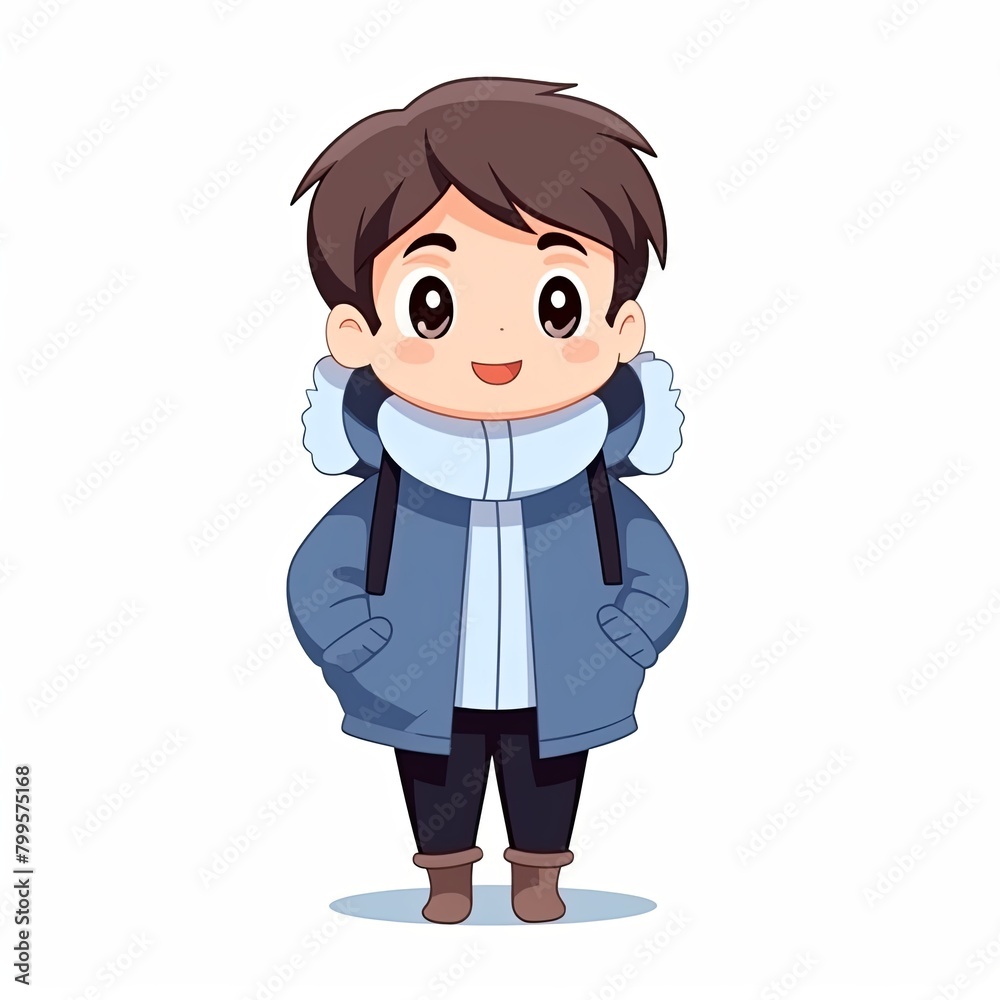 flat illustration of cute pleasant boy, friendly character, white background - flat illustration of cute pleasant boy, friendly character, white background -