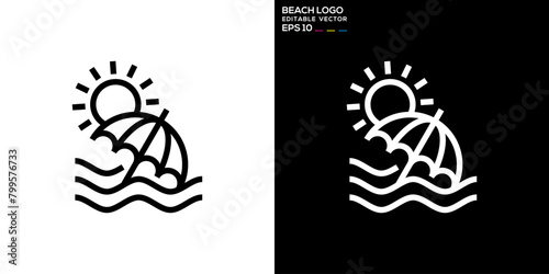 Vector graphic template of beach logo, summer, vacation, relaxing, traveling, icon symbol EPS 10