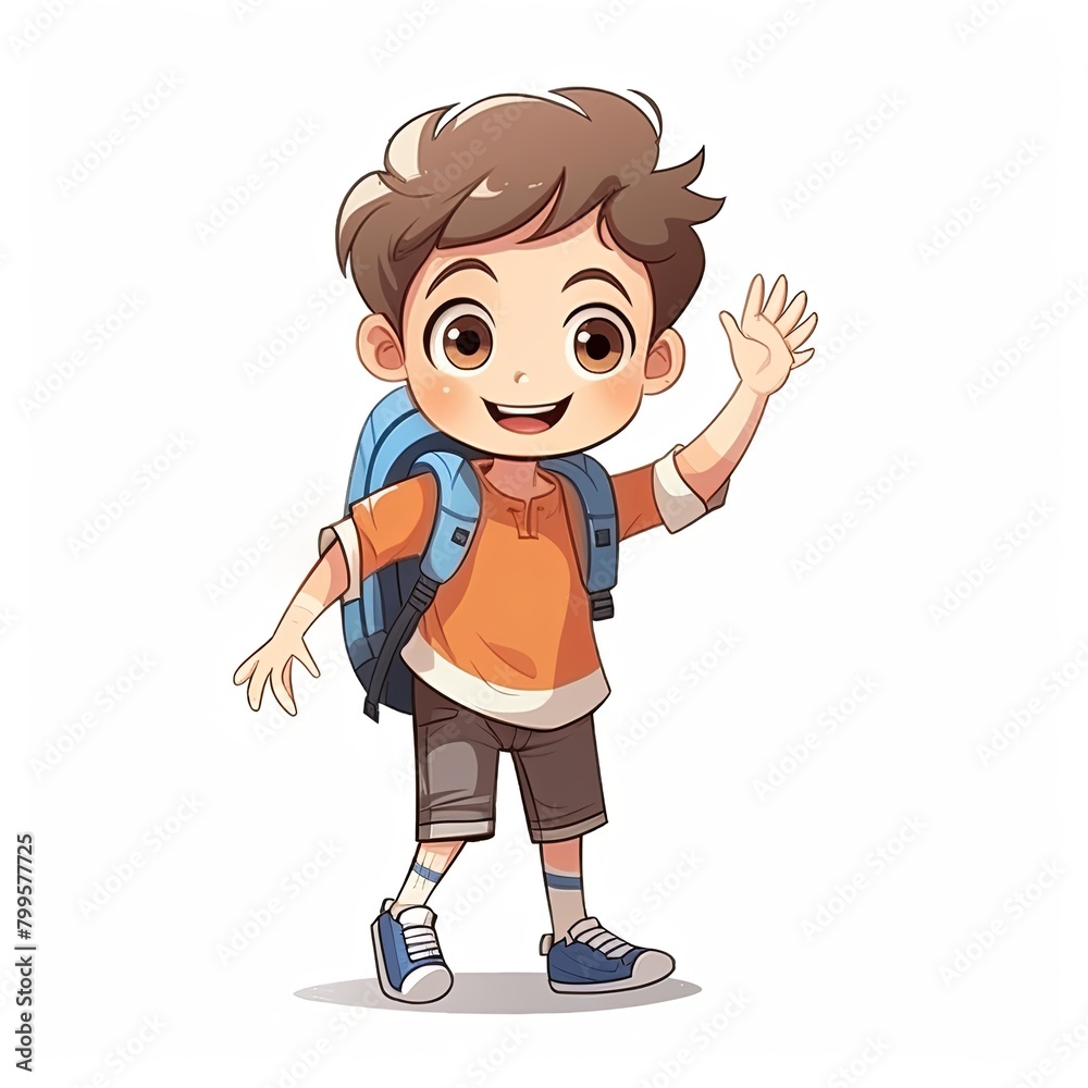 flat illustration of cute pleasant boy, friendly character, white background - flat illustration of cute pleasant boy, friendly character, white background -