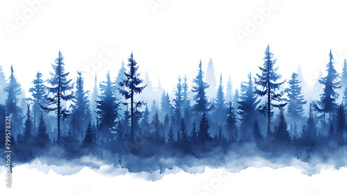 blue pine forest in the style of vector illustration against a white background photo