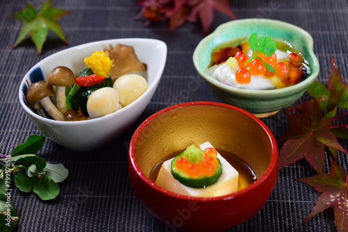 日本料理 和食の小鉢三種