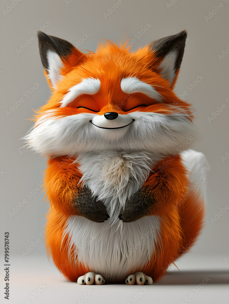 Obraz premium cute chubby happy smiling fox
