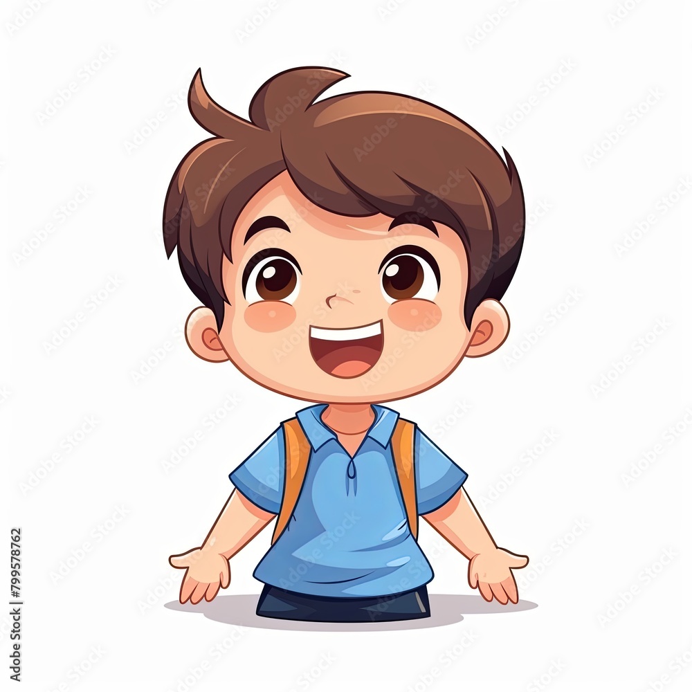 flat illustration of cute pleasant boy, friendly character, white background - flat illustration of cute pleasant boy, friendly character, white background -