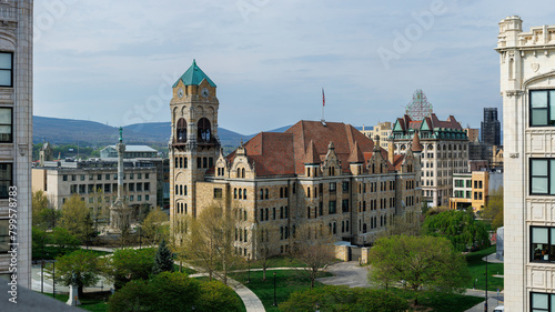 Canvastavla Lackawanna County Courthouse Square in downtown Scranton, Pennsylvania, April 20