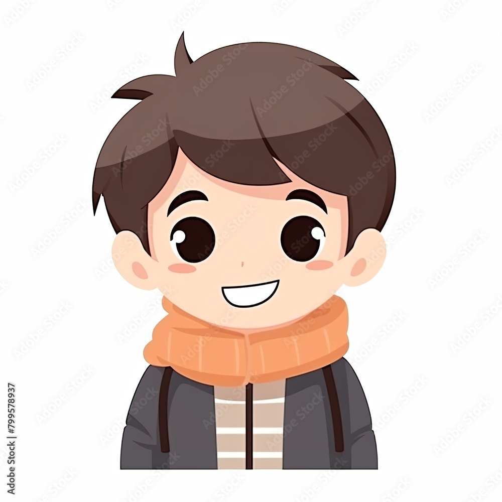 flat illustration of cute pleasant boy, friendly character, white background - flat illustration of cute pleasant boy, friendly character, white background -