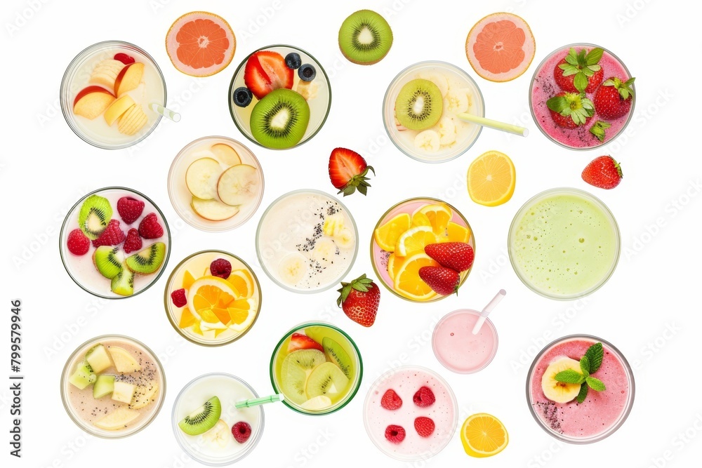 fruit summer cocktails top view fruit summer cocktails top view