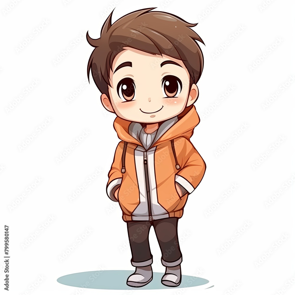flat illustration of cute pleasant boy, friendly character, white background flat illustration of cute pleasant boy, friendly character, white background