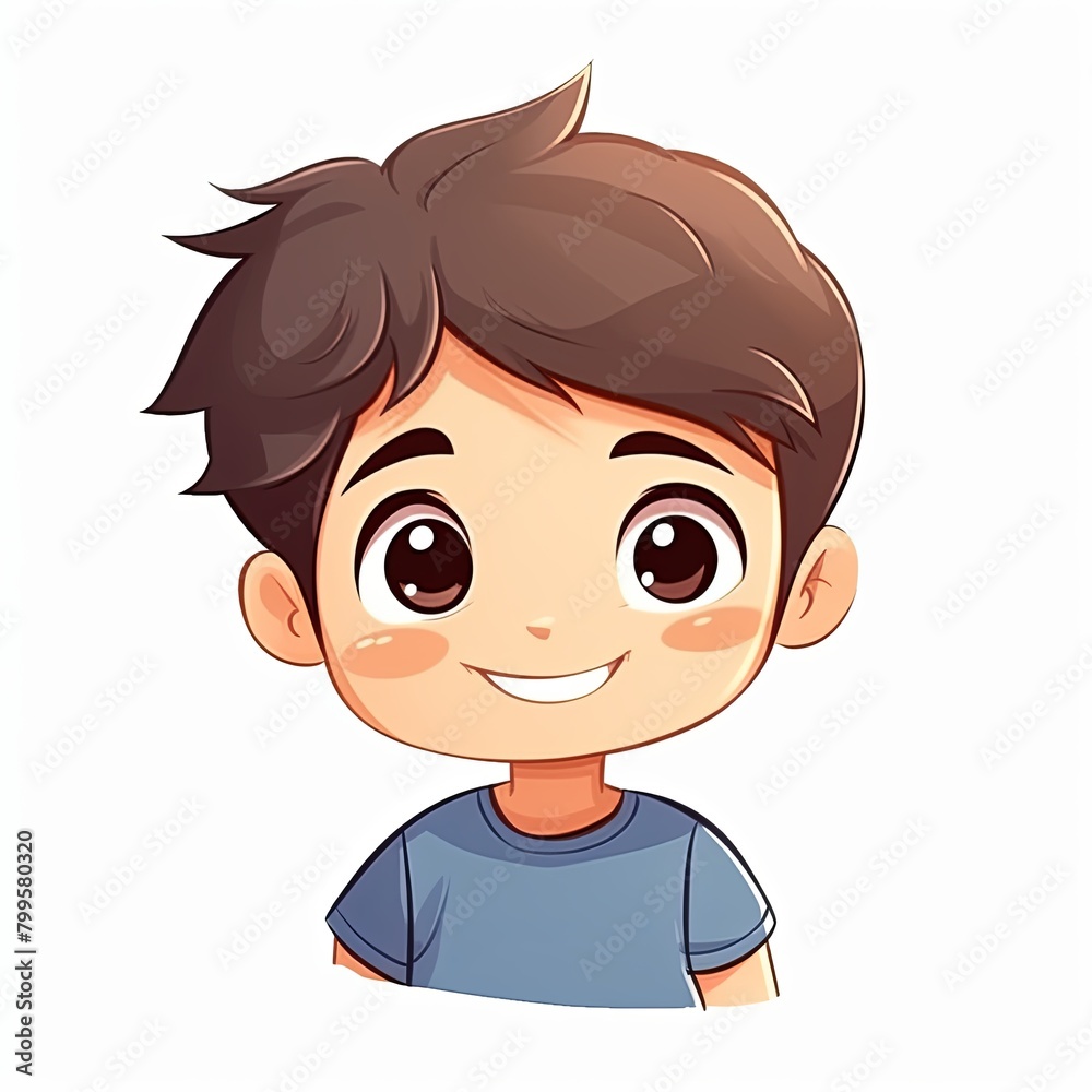 flat illustration of cute pleasant boy, friendly character, white background flat illustration of cute pleasant boy, friendly character, white background