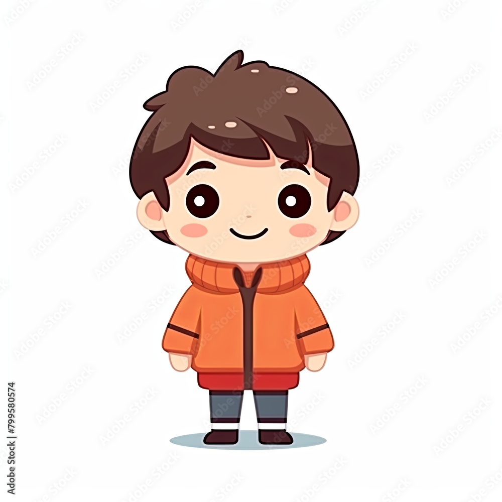 flat illustration of cute pleasant boy, friendly character, white background flat illustration of cute pleasant boy, friendly character, white background