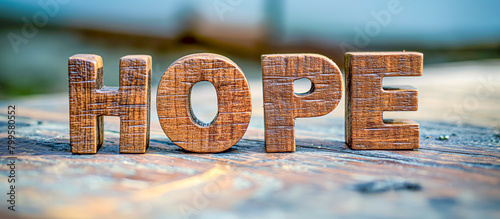 Wooden Hope Sign on Textured Surface