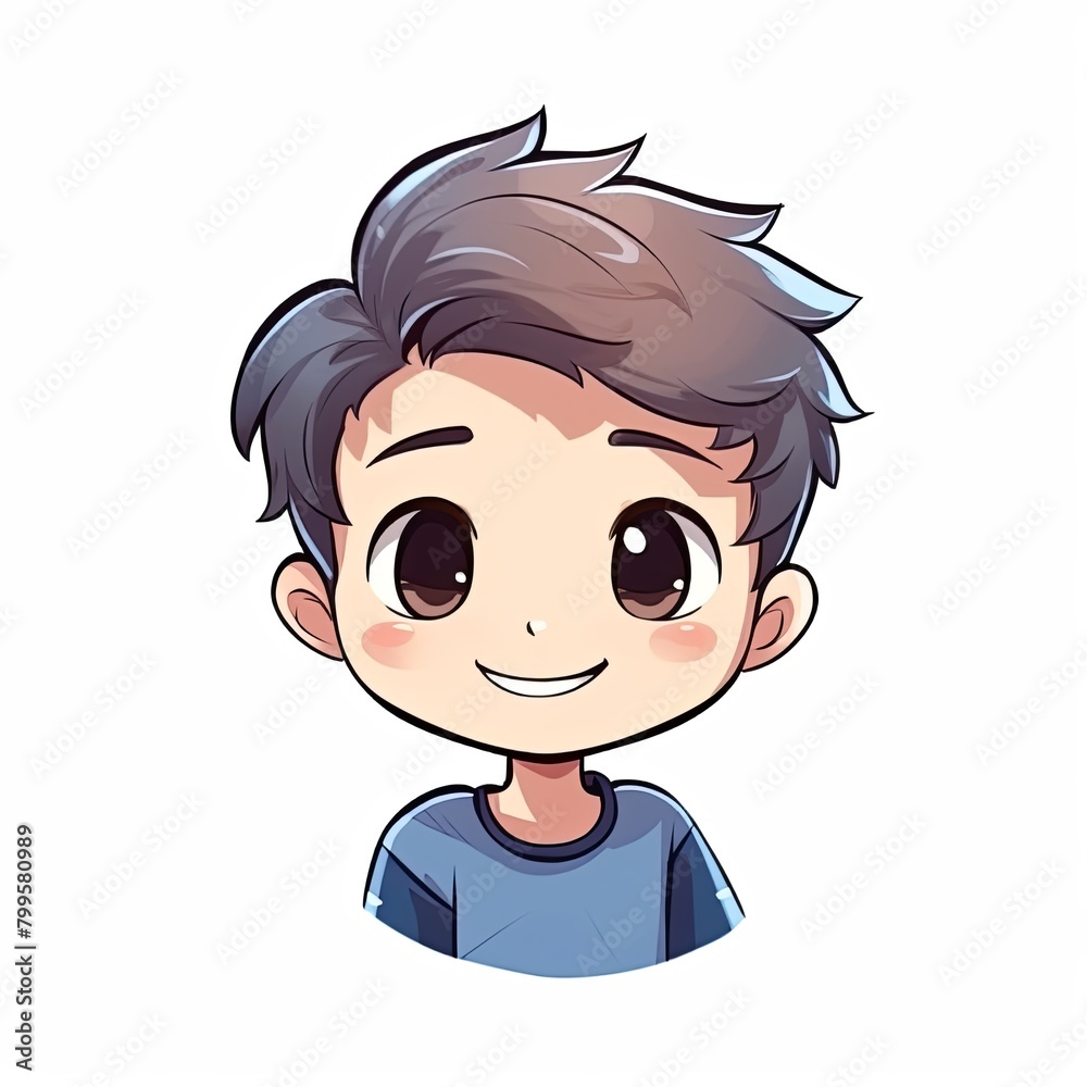 flat illustration of cute pleasant boy, friendly character, white background flat illustration of cute pleasant boy, friendly character, white background