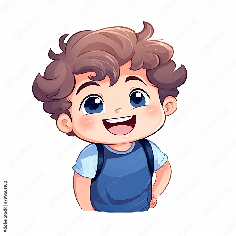 flat illustration of cute pleasant boy, friendly character, white background flat illustration of cute pleasant boy, friendly character, white background