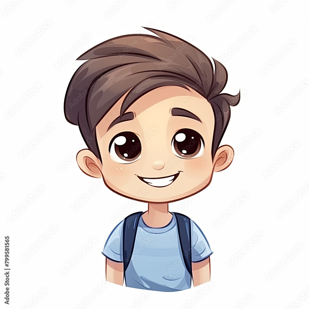 flat illustration of cute pleasant boy, friendly character, white background flat illustration of cute pleasant boy, friendly character, white background
