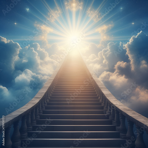 Meeting god light at end of tunnel stairway to heaven 